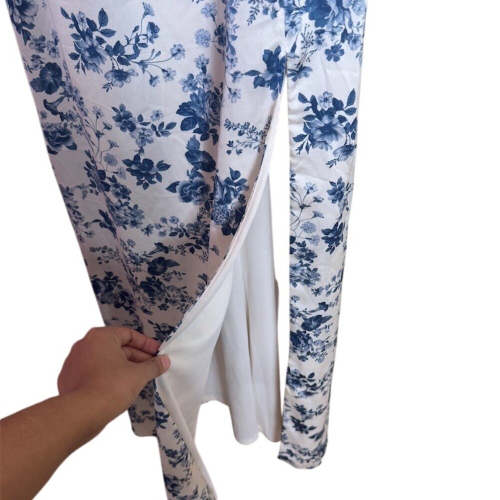 Windsor Maxi Dress Womens Size S Ivory Floral Bustier Sweetheart Slit - Picture 4 of 9